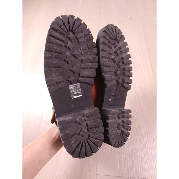 Pilcro by Anthropologie Leather Platform Sandals Lug Sole Brown Size 37 - Picture 9 of 10